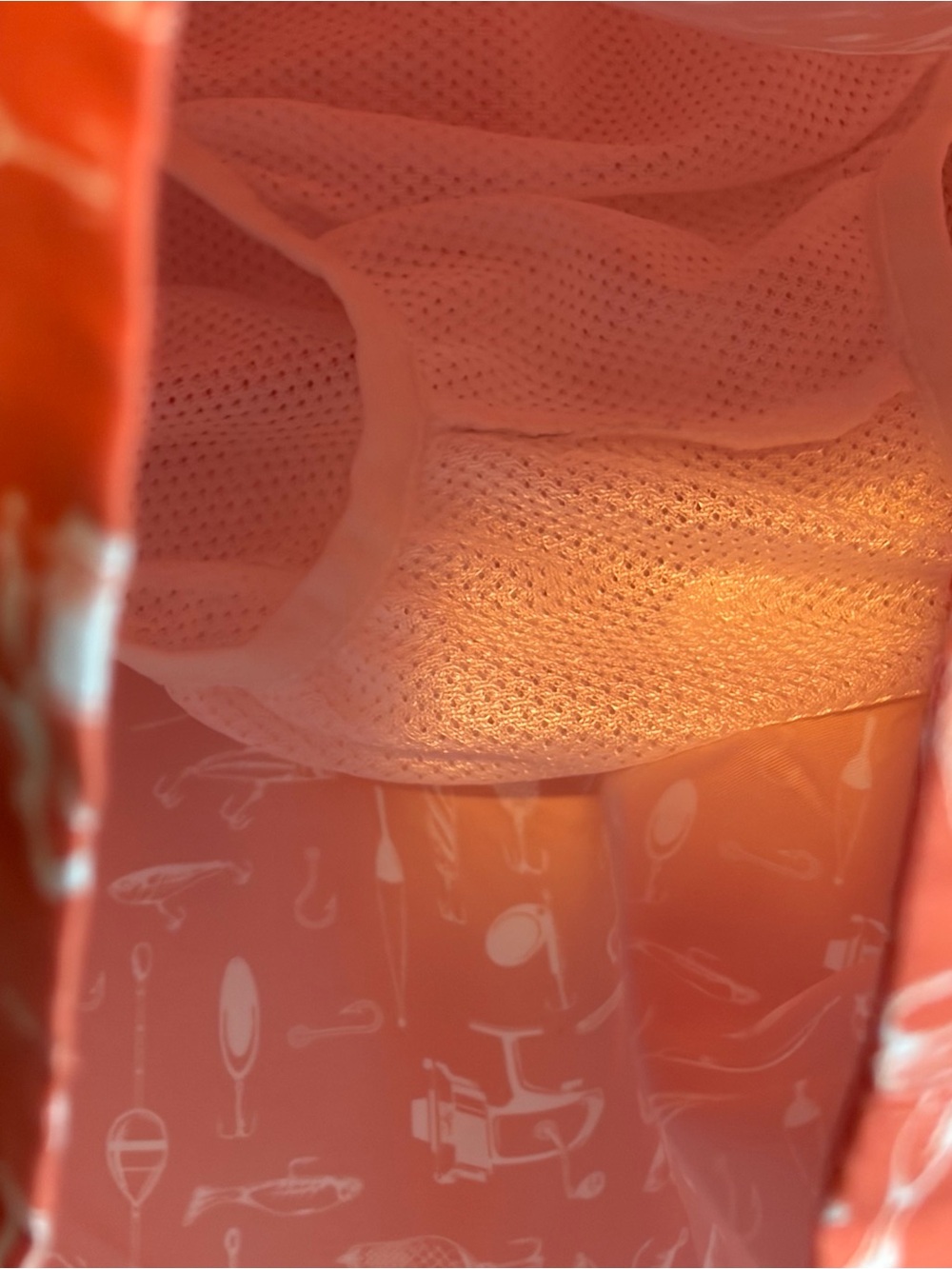 NWT Roundtree & Yorke Swim Shorts Mens Large Coral Orange Fish Hooks Mesh Lined - Picture 10 of 11